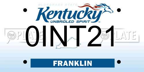 0INT21 Kentucky License Plate