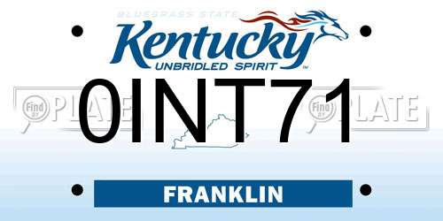 0INT71 Kentucky License Plate