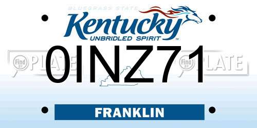 0INZ71 Kentucky License Plate