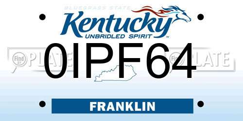 0IPF64 Kentucky License Plate