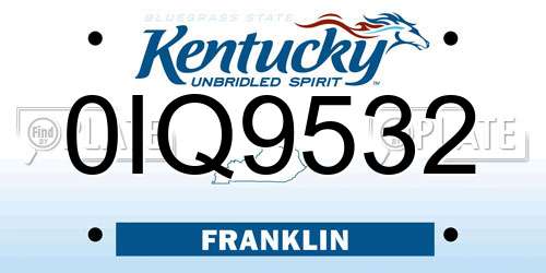 0IQ9532 Kentucky License Plate
