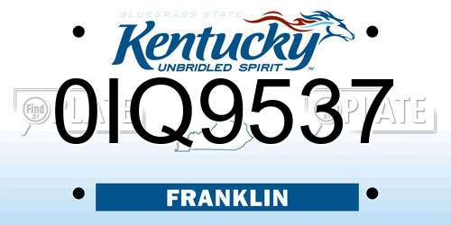 0IQ9537 Kentucky License Plate