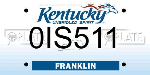 0IS511 Kentucky License Plate