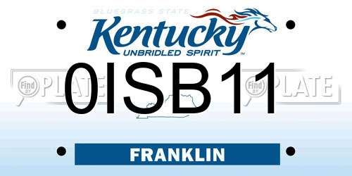 0ISB11 Kentucky License Plate
