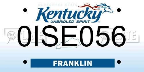 0ISE056 Kentucky License Plate