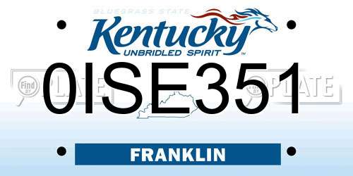 0ISE351 Kentucky License Plate
