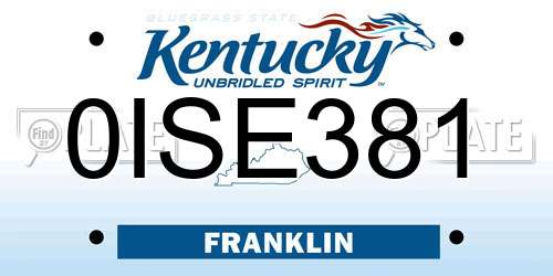 0ISE381 Kentucky License Plate