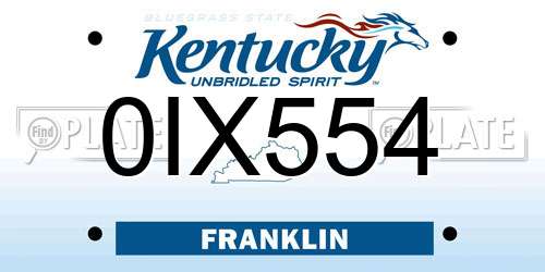 0IX554 Kentucky License Plate