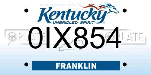 0IX854 Kentucky License Plate