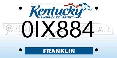 0IX884 Kentucky License Plate