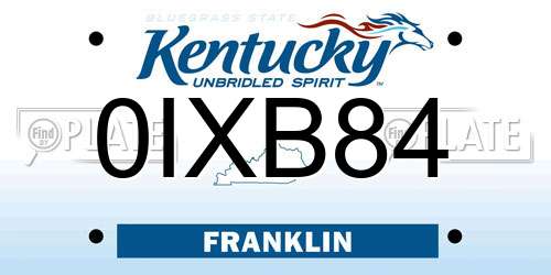 0IXB84 Kentucky License Plate
