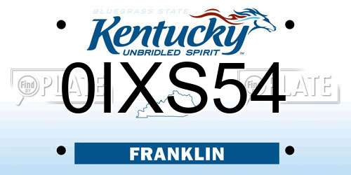 0IXS54 Kentucky License Plate