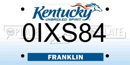 0IXS84 Kentucky License Plate