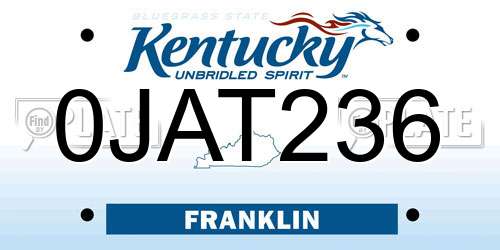 0JAT236 Kentucky License Plate