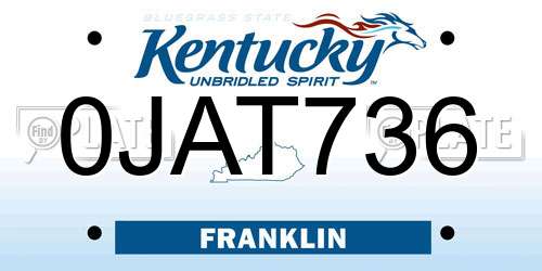 0JAT736 Kentucky License Plate