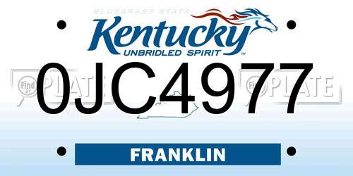 0JC4977 Kentucky License Plate