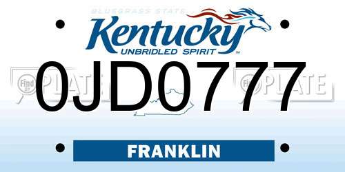 0JD0777 Kentucky License Plate
