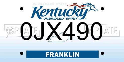 0JX490 Kentucky License Plate