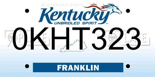 0KHT323 Kentucky License Plate