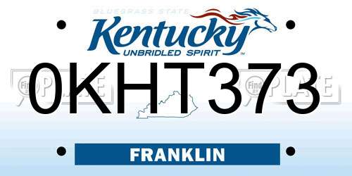 0KHT373 Kentucky License Plate