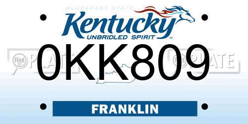 0KK809 Kentucky License Plate