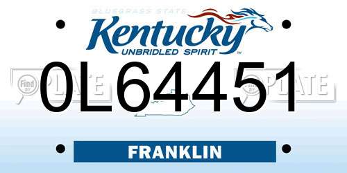 0L64451 Kentucky License Plate