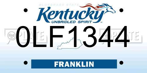 0LF1344 Kentucky License Plate