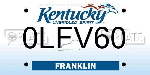 0LFV60 Kentucky License Plate