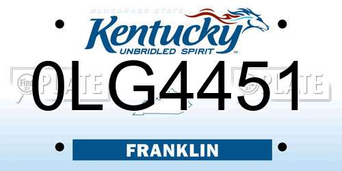 0LG4451 Kentucky License Plate