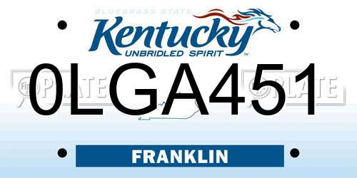 0LGA451 Kentucky License Plate