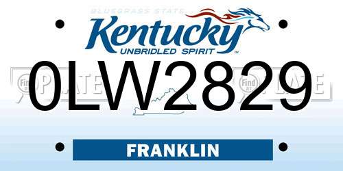 0LW2829 Kentucky License Plate