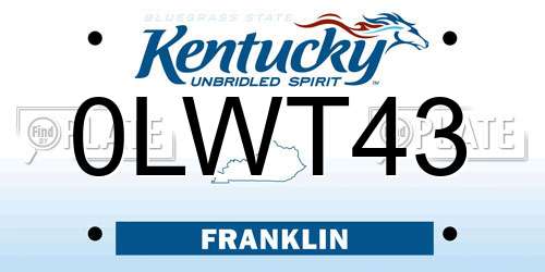 0LWT43 Kentucky License Plate