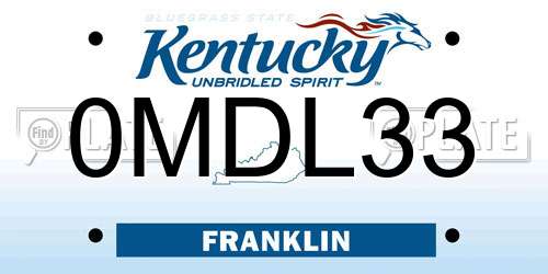 0MDL33 Kentucky License Plate