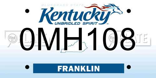 0MH108 Kentucky License Plate