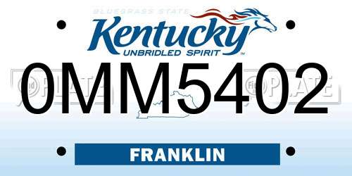 0MM5402 Kentucky License Plate