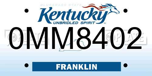 0MM8402 Kentucky License Plate