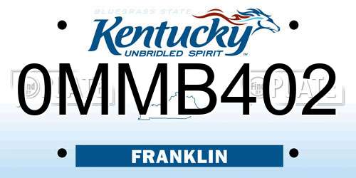 0MMB402 Kentucky License Plate
