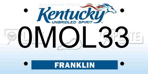 0MOL33 Kentucky License Plate