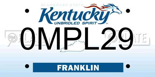 0MPL29 Kentucky License Plate