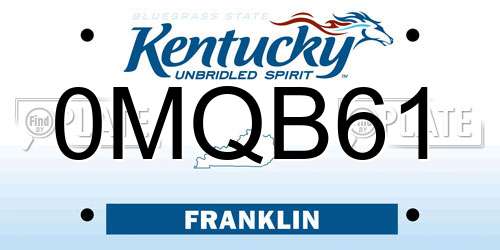 0MQB61 Kentucky License Plate