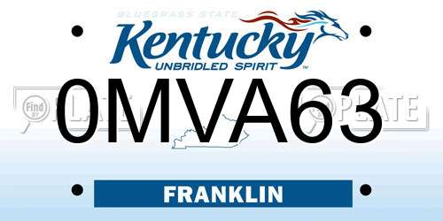 0MVA63 Kentucky License Plate