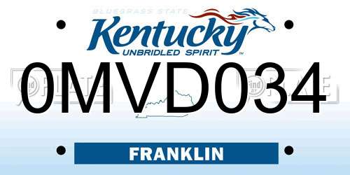 0MVD034 Kentucky License Plate