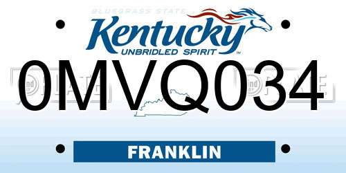 0MVQ034 Kentucky License Plate