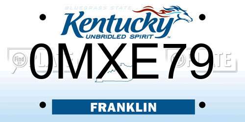 0MXE79 Kentucky License Plate