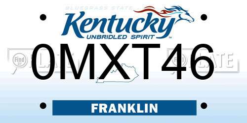 0MXT46 Kentucky License Plate
