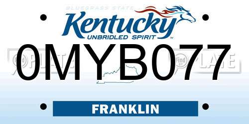 0MYB077 Kentucky License Plate