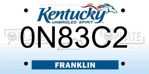 0N83C2 Kentucky License Plate