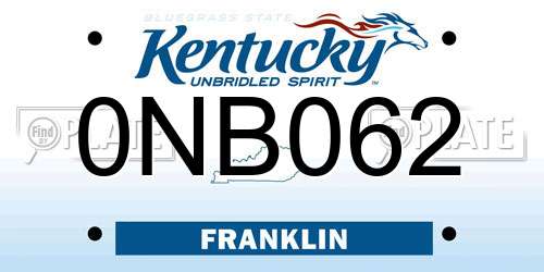 0NB062 Kentucky License Plate