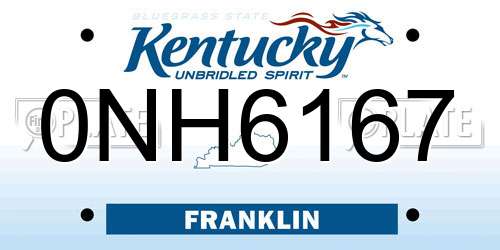 0NH6167 Kentucky License Plate