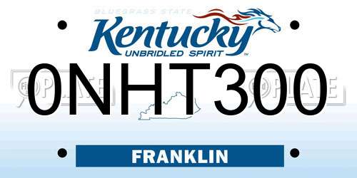 0NHT300 Kentucky License Plate
